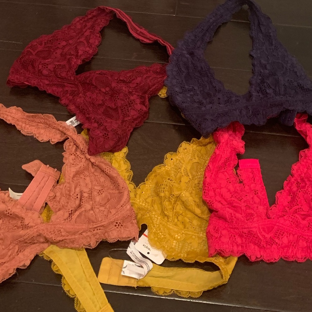 free people galloon halter lace bralette